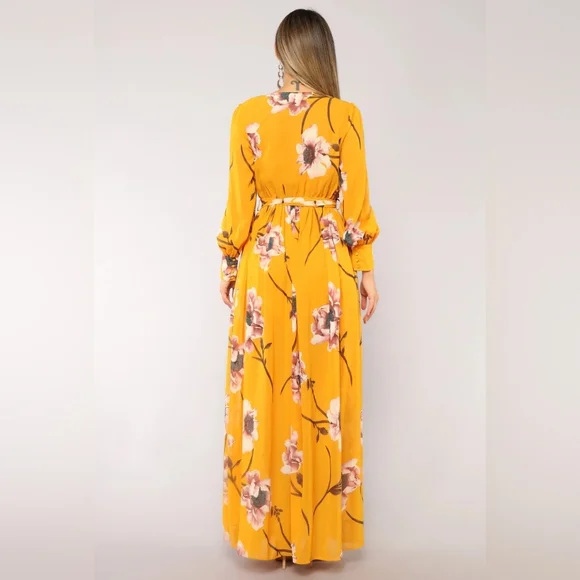 Fashion Nova Yellow floral dress size Medium - Picture 3 of 3